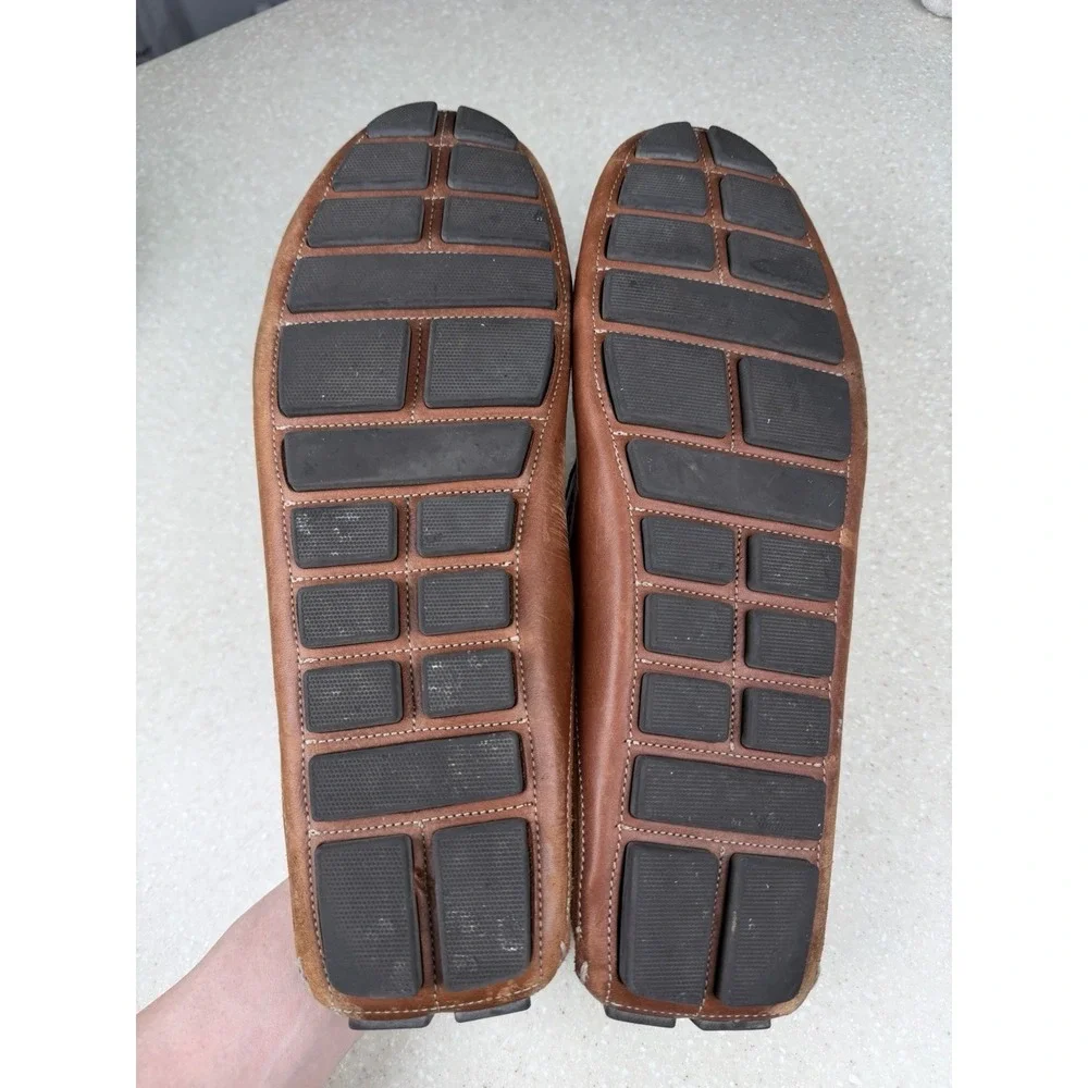 OVERLAND‎ Marco Suede & Leather Moccasin Shoes Khaki Cognac Sz 46 US 12?